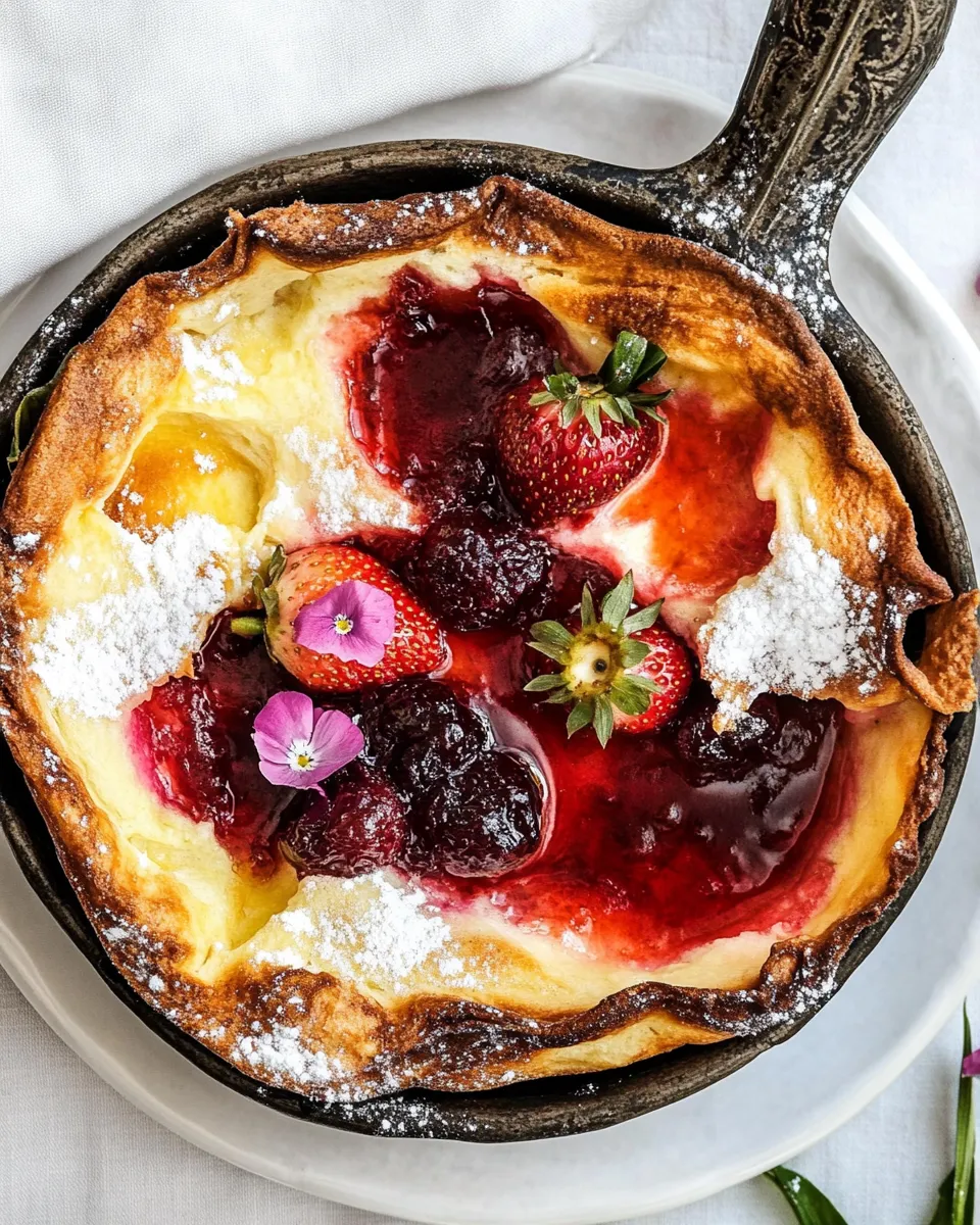 Quick Hot Strawberry Jam Dutch Baby. photo