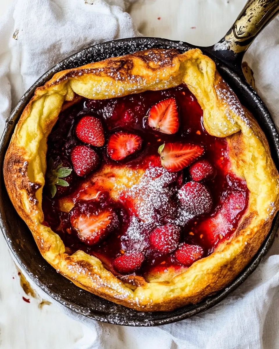 Savory Hot Strawberry Jam Dutch Baby. photo