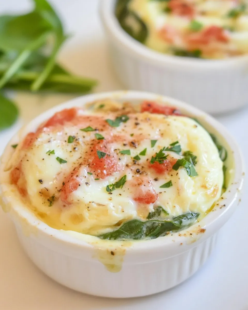 Homemade Individual Egg & Spinach Bowls photo