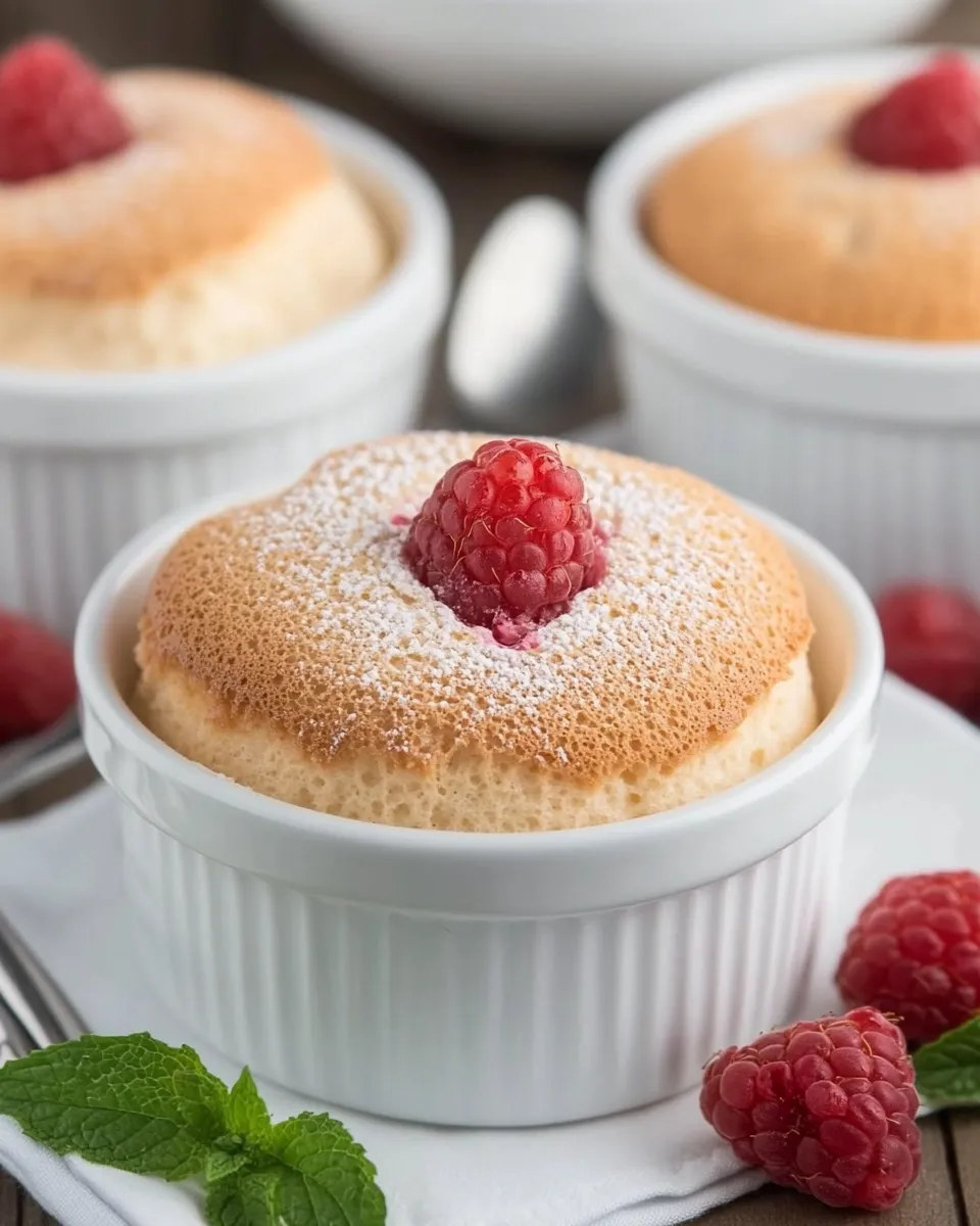 Delicious Individual Raspberry Souffles shot
