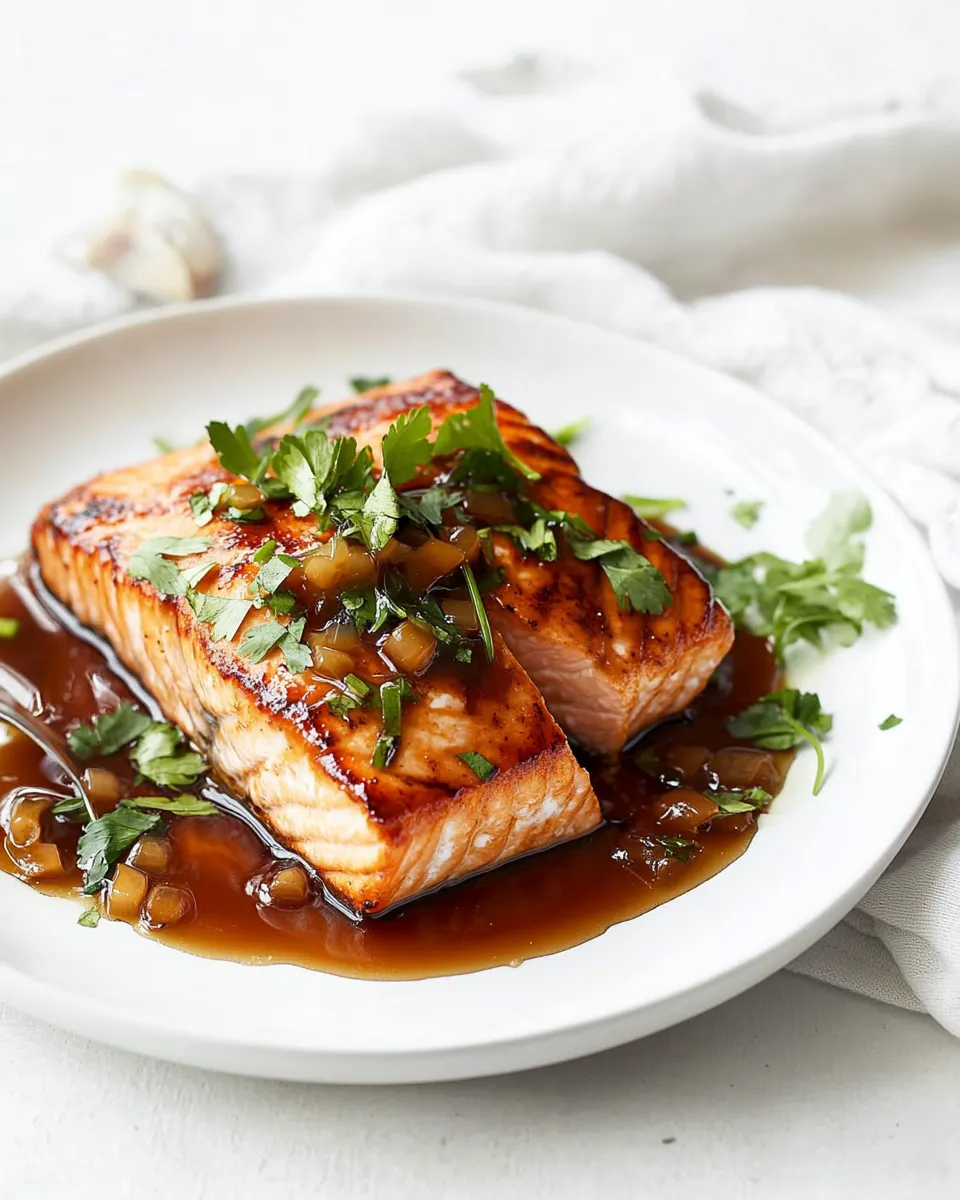 Savory Instant Pot caramel salmon shot