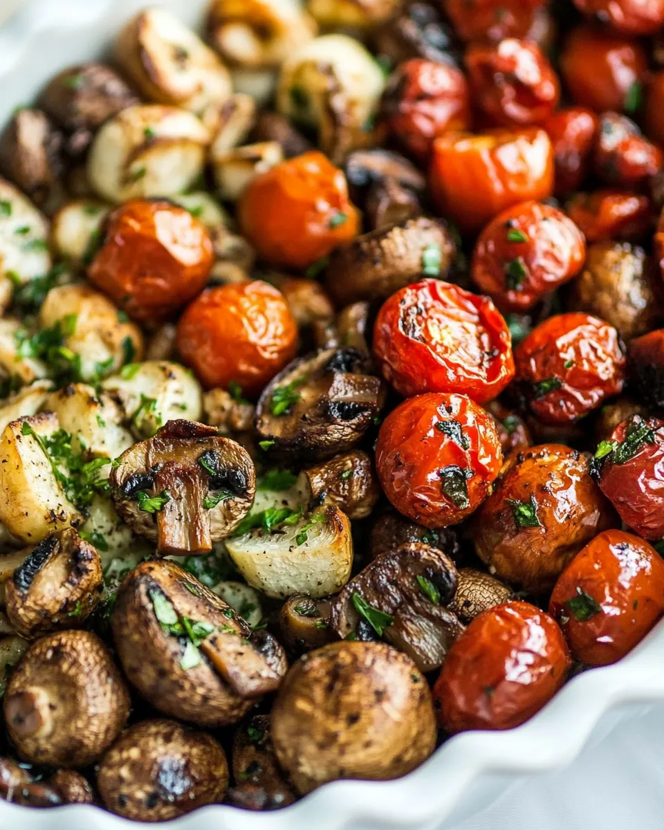 Delicious Italian Roasted Mushrooms and Veggies shot