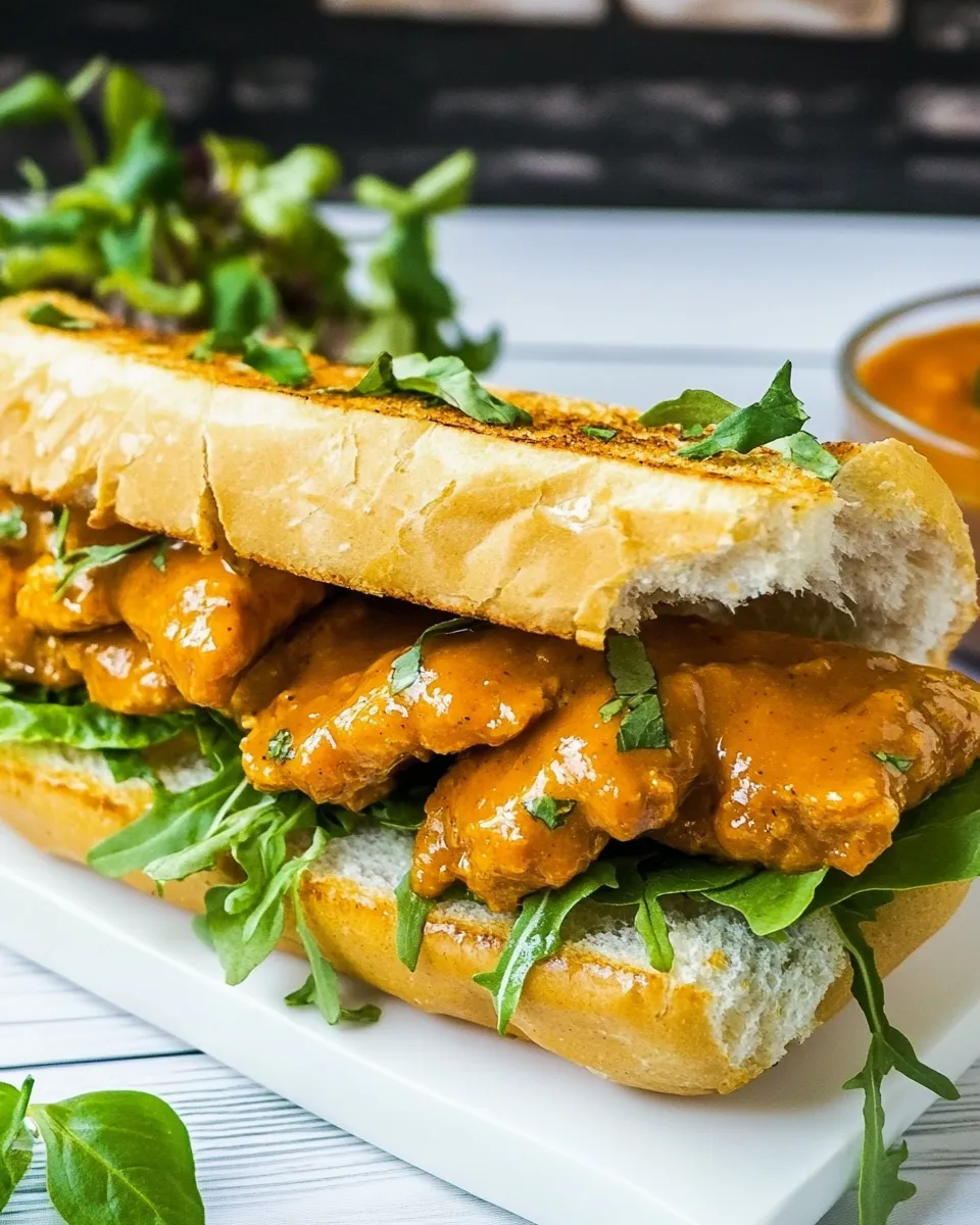 Delicious Juicy Vegan Chicken Sandwich shot