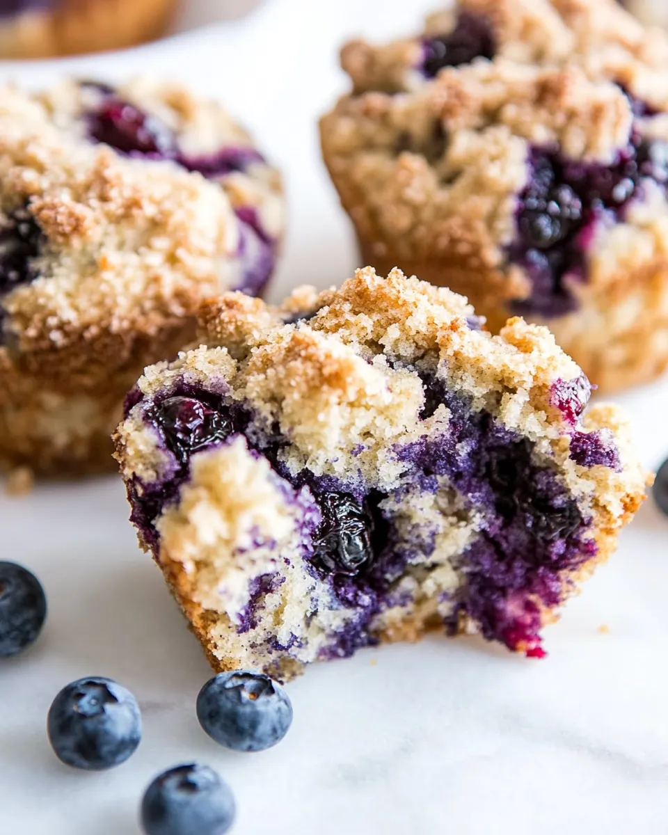 Delicious Jumbo Blueberry Crumb Muffins shot
