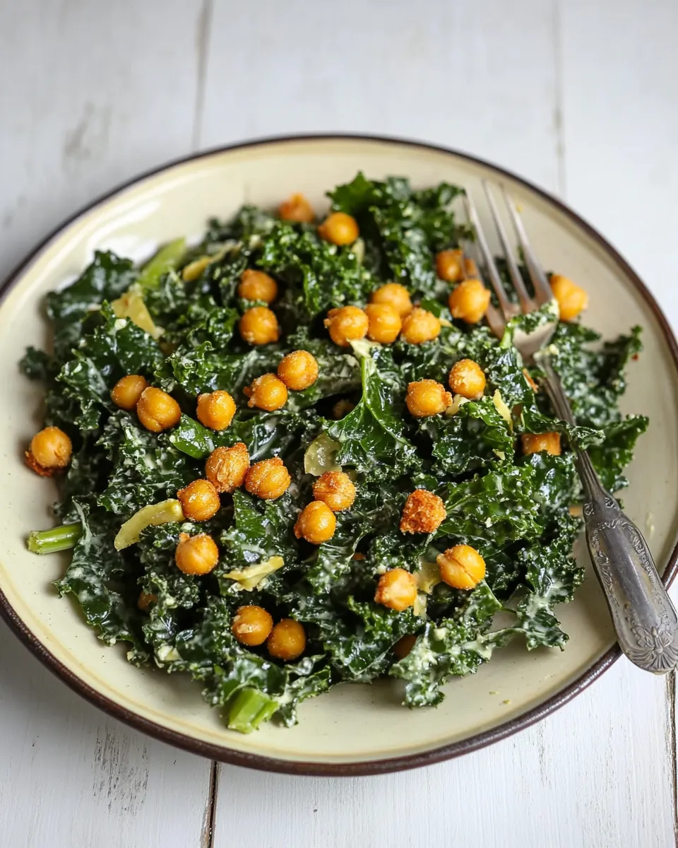 Homemade Kale Caesar Salad with Garlicy Chickpea Croutons (guest post) photo