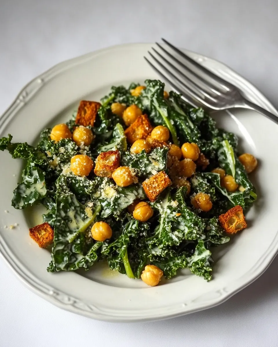 Classic Kale Caesar Salad with Garlicy Chickpea Croutons (guest post) image