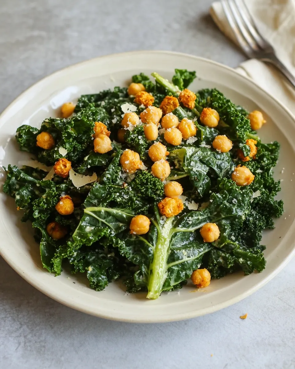 Easy Kale Caesar Salad with Garlicy Chickpea Croutons (guest post) recipe photo