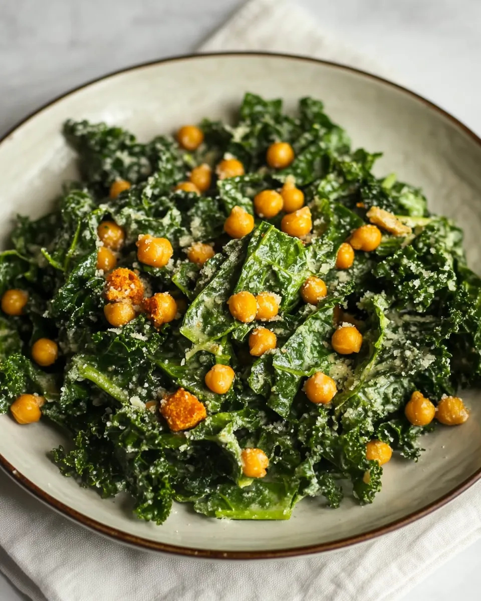 Delicious Kale Caesar Salad with Garlicy Chickpea Croutons (guest post) shot