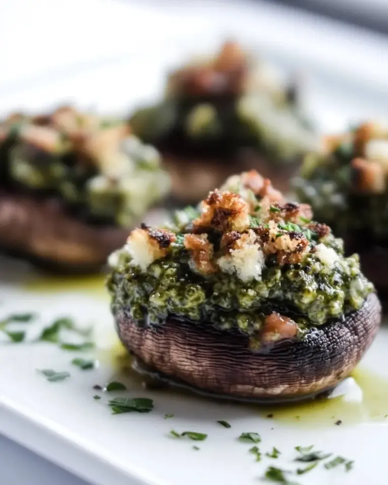 Homemade Kale Pesto Stuffed Mushrooms recipe image