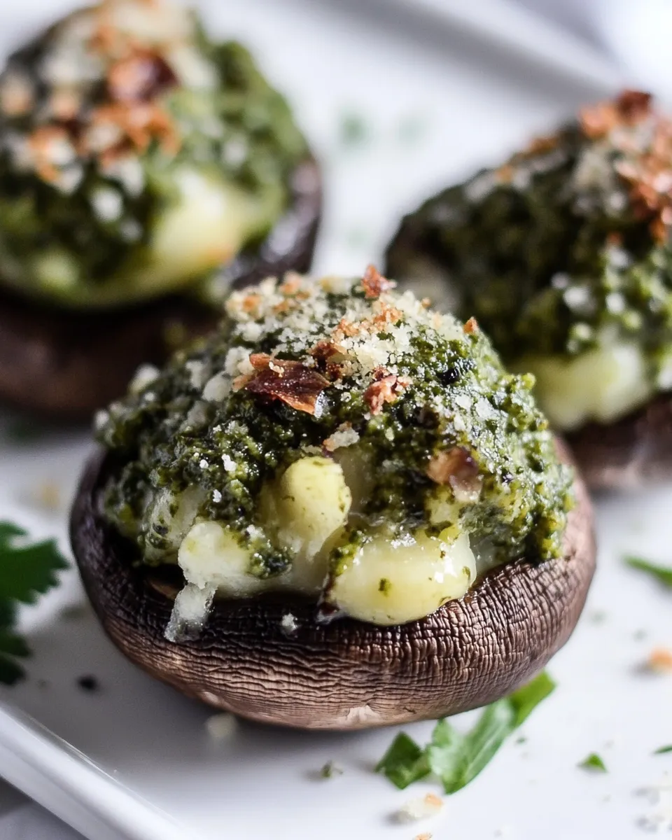 Delicious Kale Pesto Stuffed Mushrooms photo