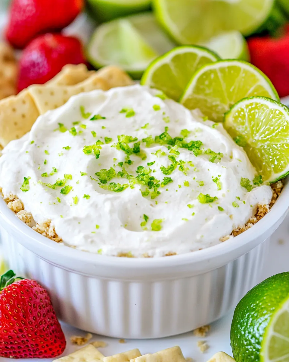 Delicious Key Lime Pie Fruit Dip shot