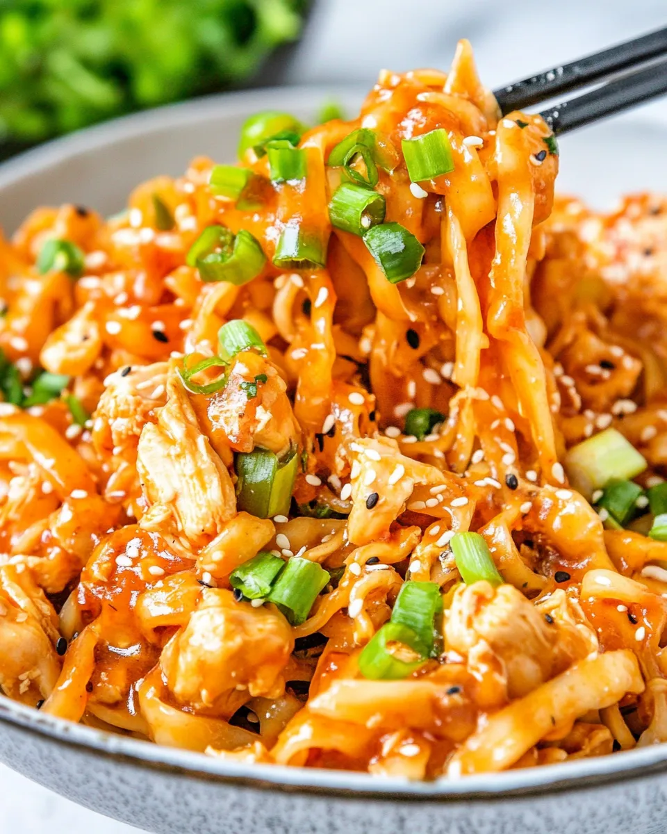 Delicious Kung Pao Chicken Noodles shot