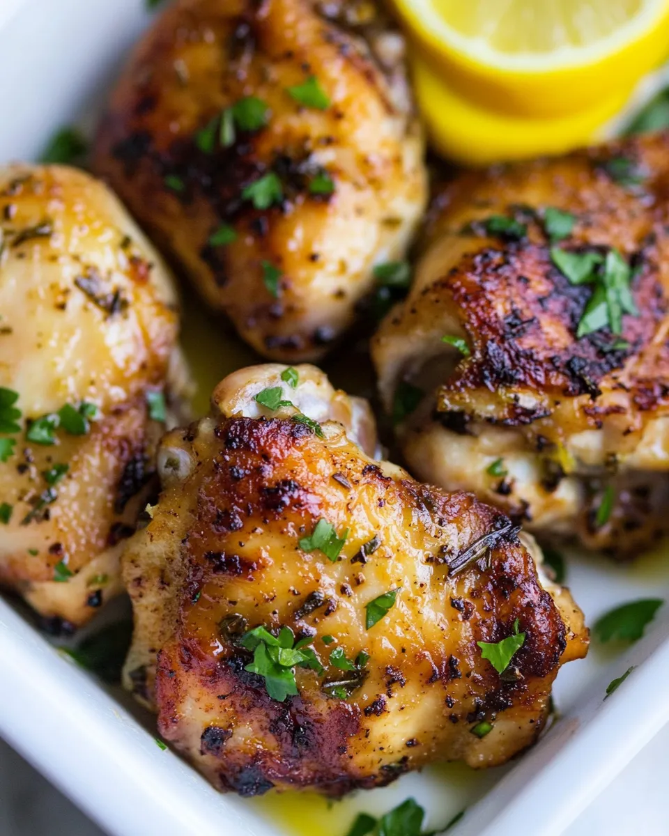 Delicious Lemon Garlic Air Fryer Boneless Chicken Thighs image