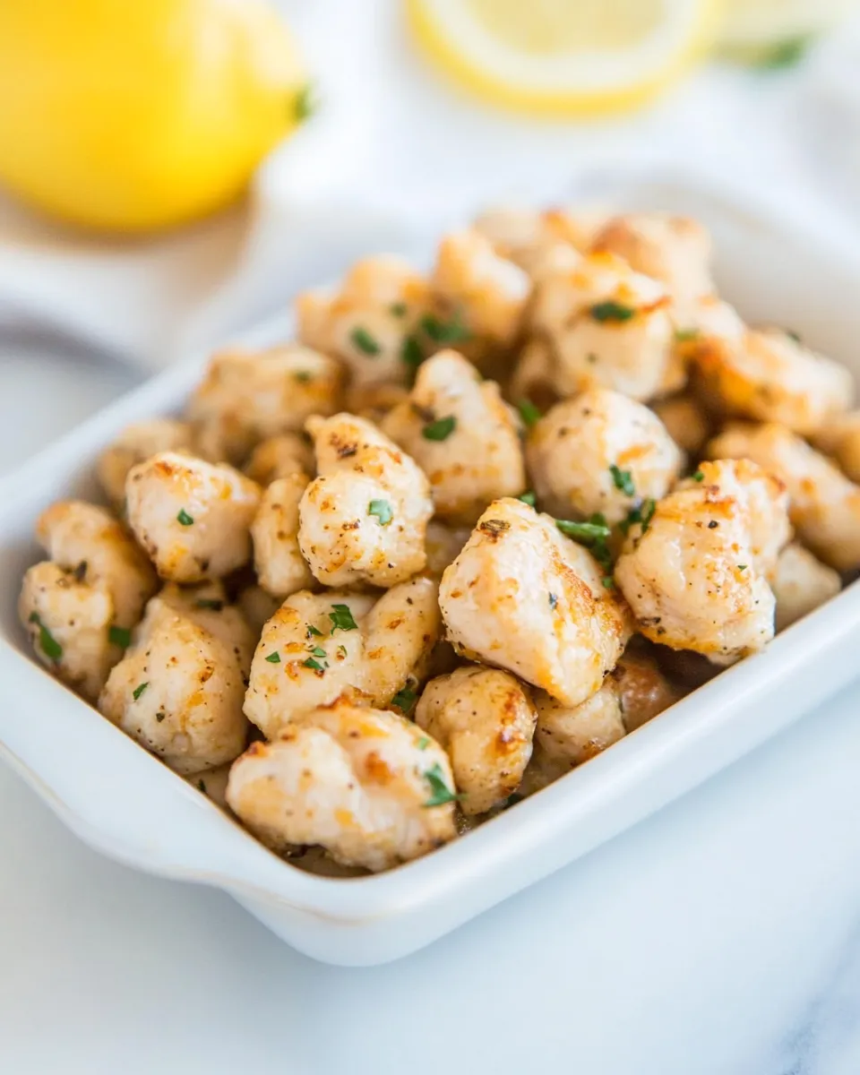 Savory Lemon Garlic Chicken Bites shot