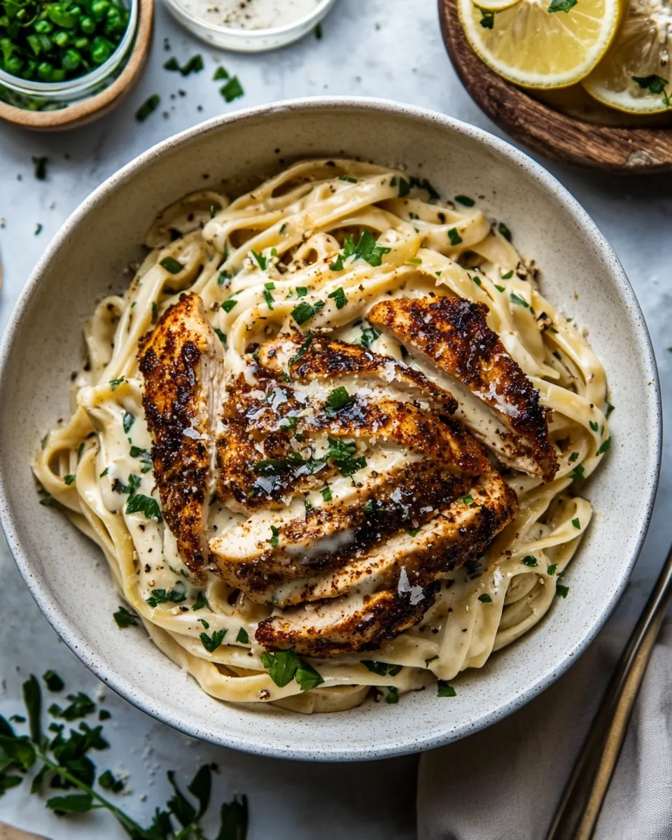 Quick Lemon Pepper Cajun Chicken Fettuccine Alfredo. picture
