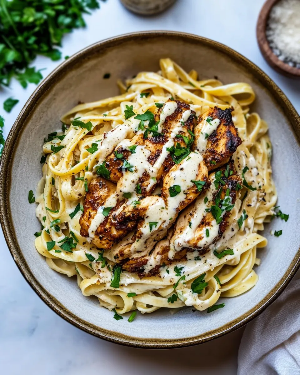 Quick Lemon Pepper Cajun Chicken Fettuccine Alfredo. food shot