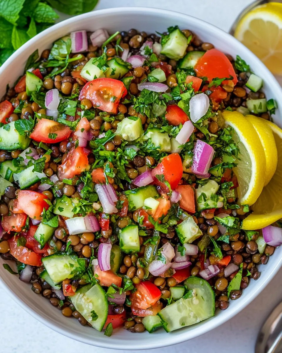 Delicious Lentil Tabbouleh shot