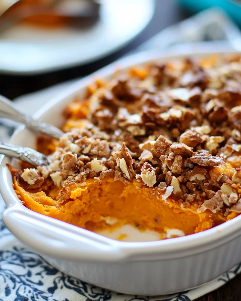 Delicious Lightened-Up Sweet Potato Casserole. recipe image