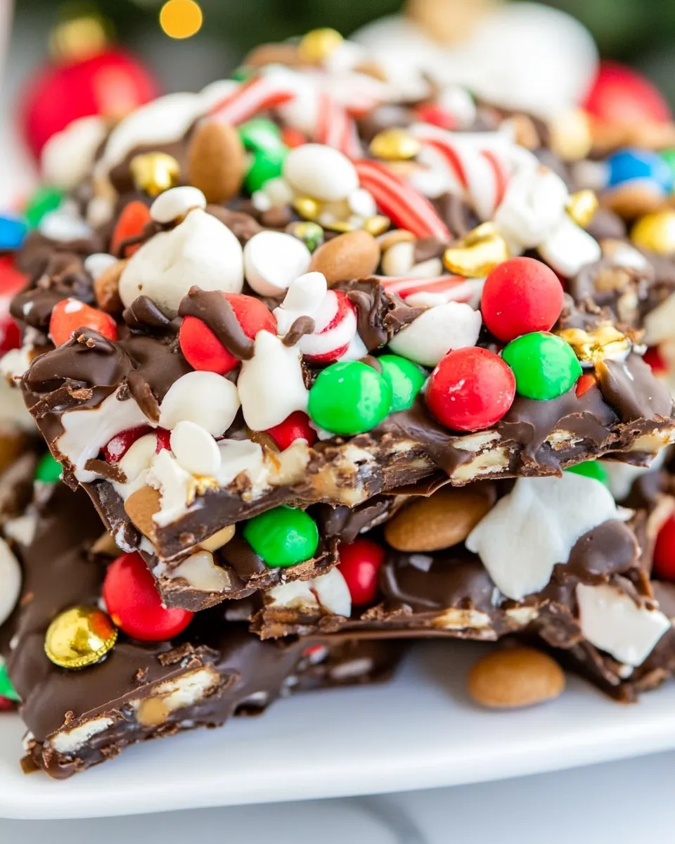 Delicious Loaded Christmas Bark shot