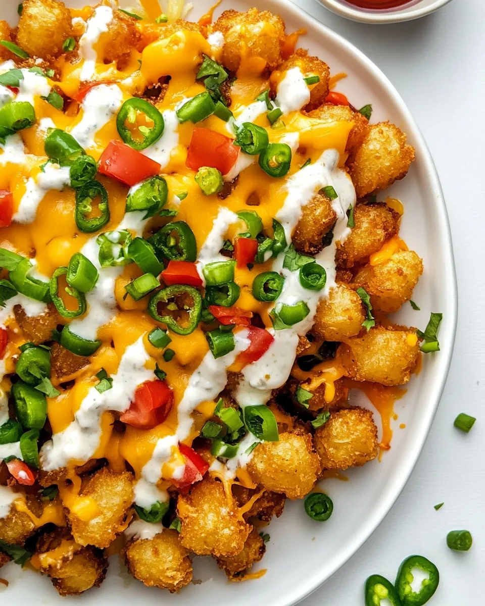 Delicious Loaded Tater Tots (Totchos) food shot