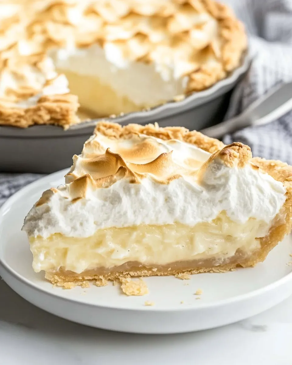 Delicious Lubys Coconut Meringue Pie Easy Copycat Recipe shot