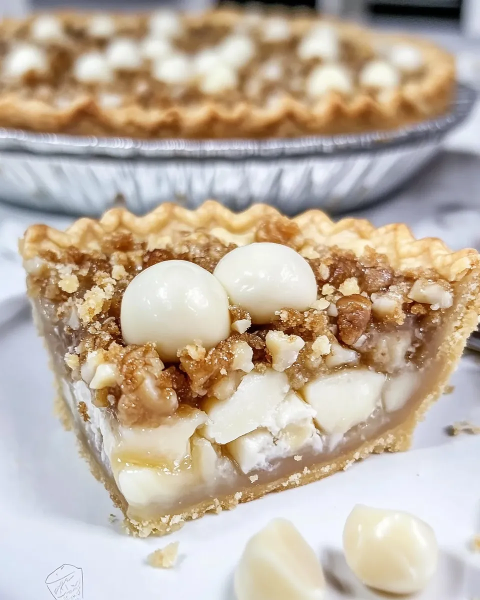 Easy Macadamia Nut Pie with White Chocolate shot