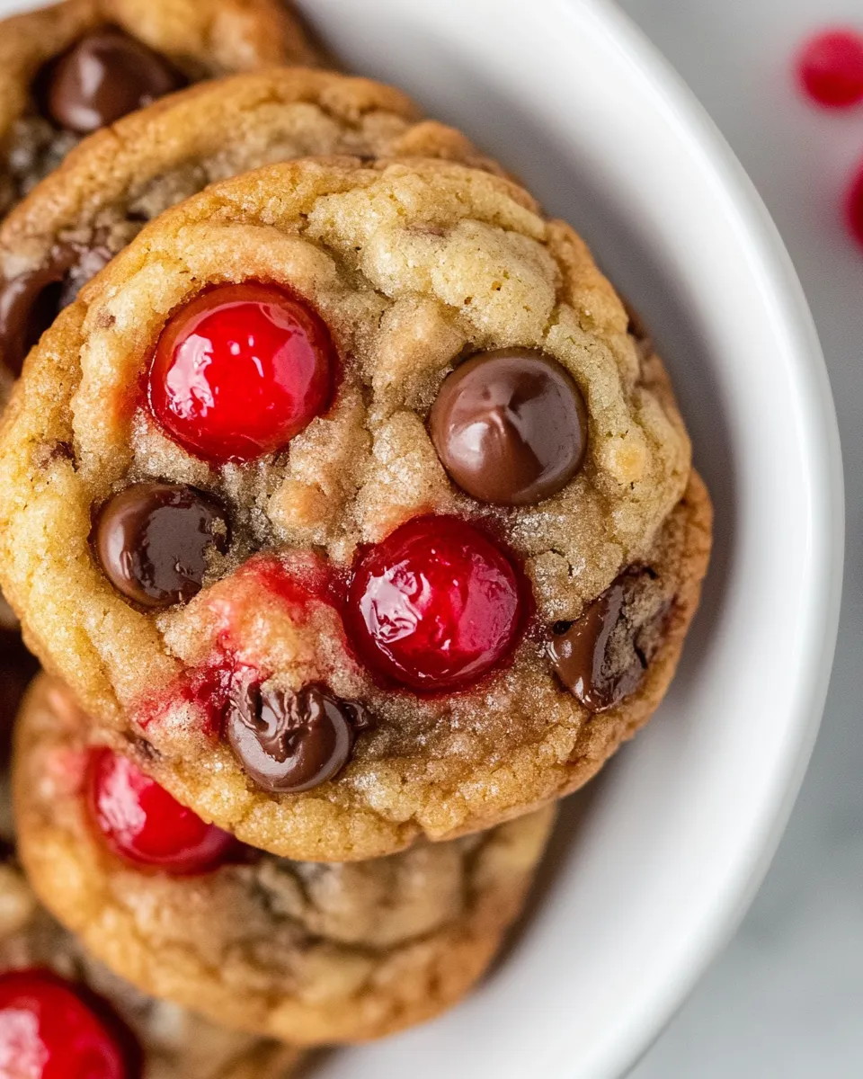 Sweet Maraschino Cherry Chocolate Chip Cookies. photo