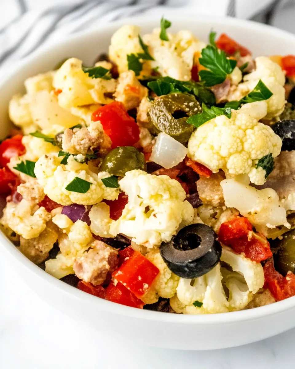 Homemade Marinated Cauliflower Antipasto Salad photo