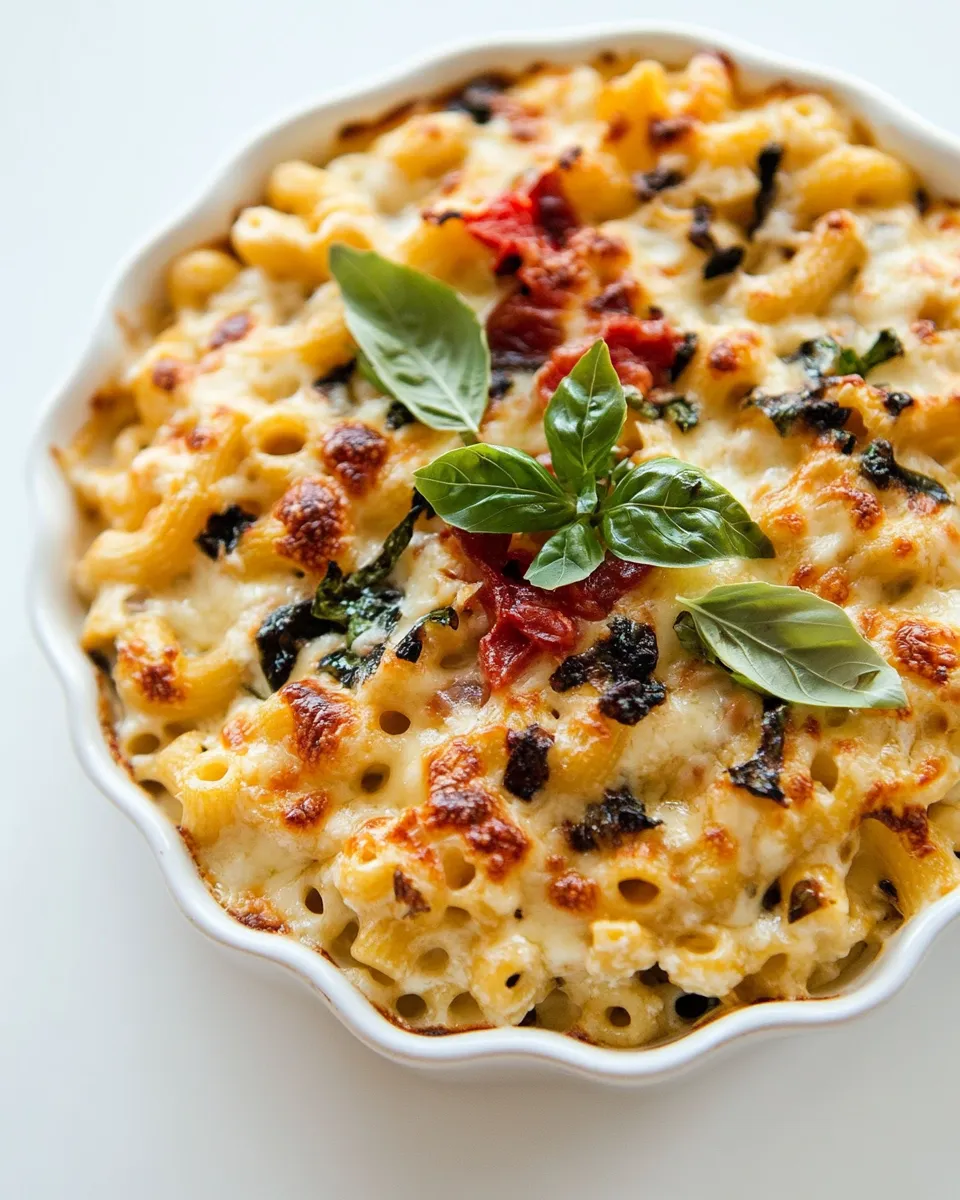 Delicious Mediterranean Macaroni and Cheese food shot
