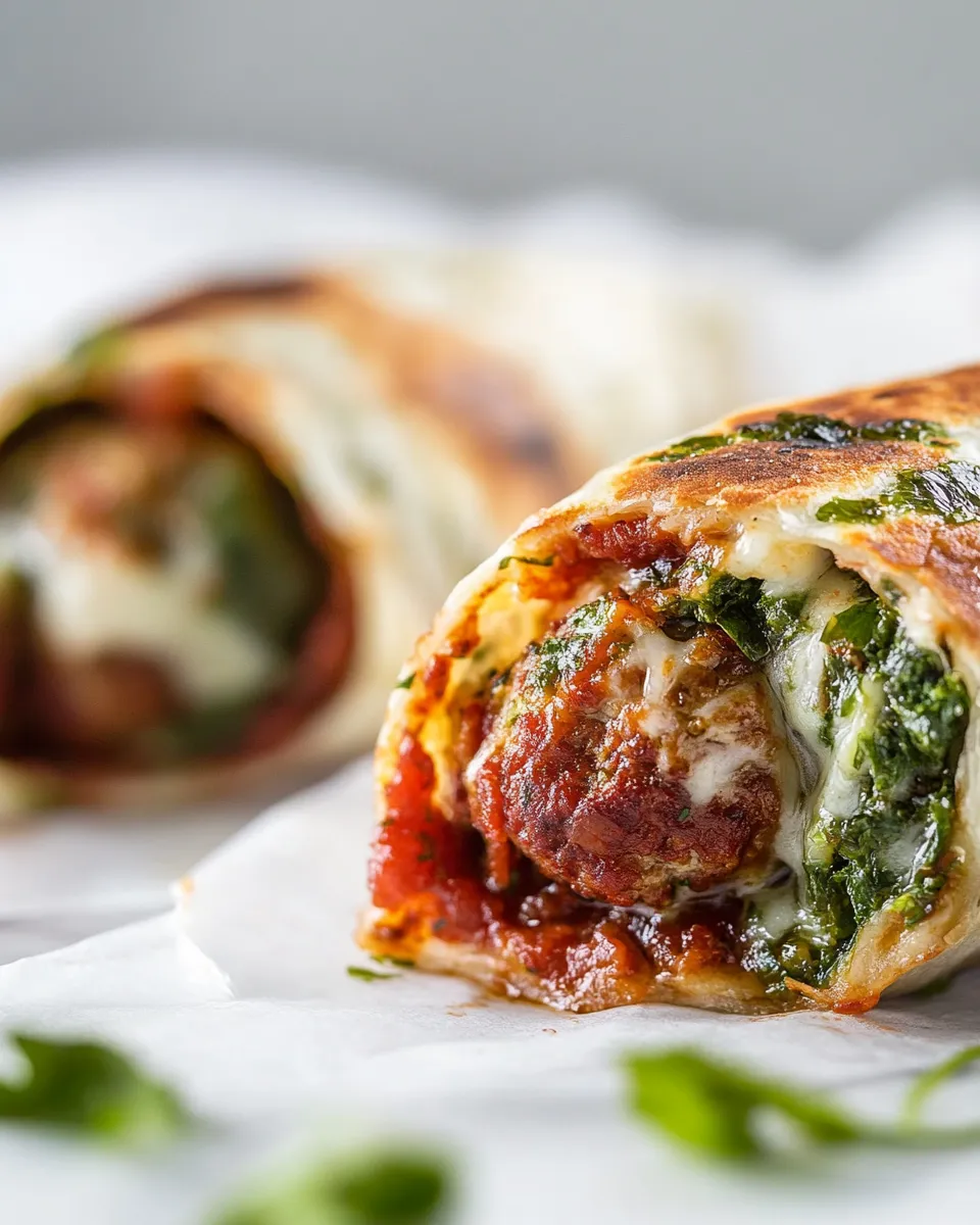 Homemade Melty Meatball Wraps. photo