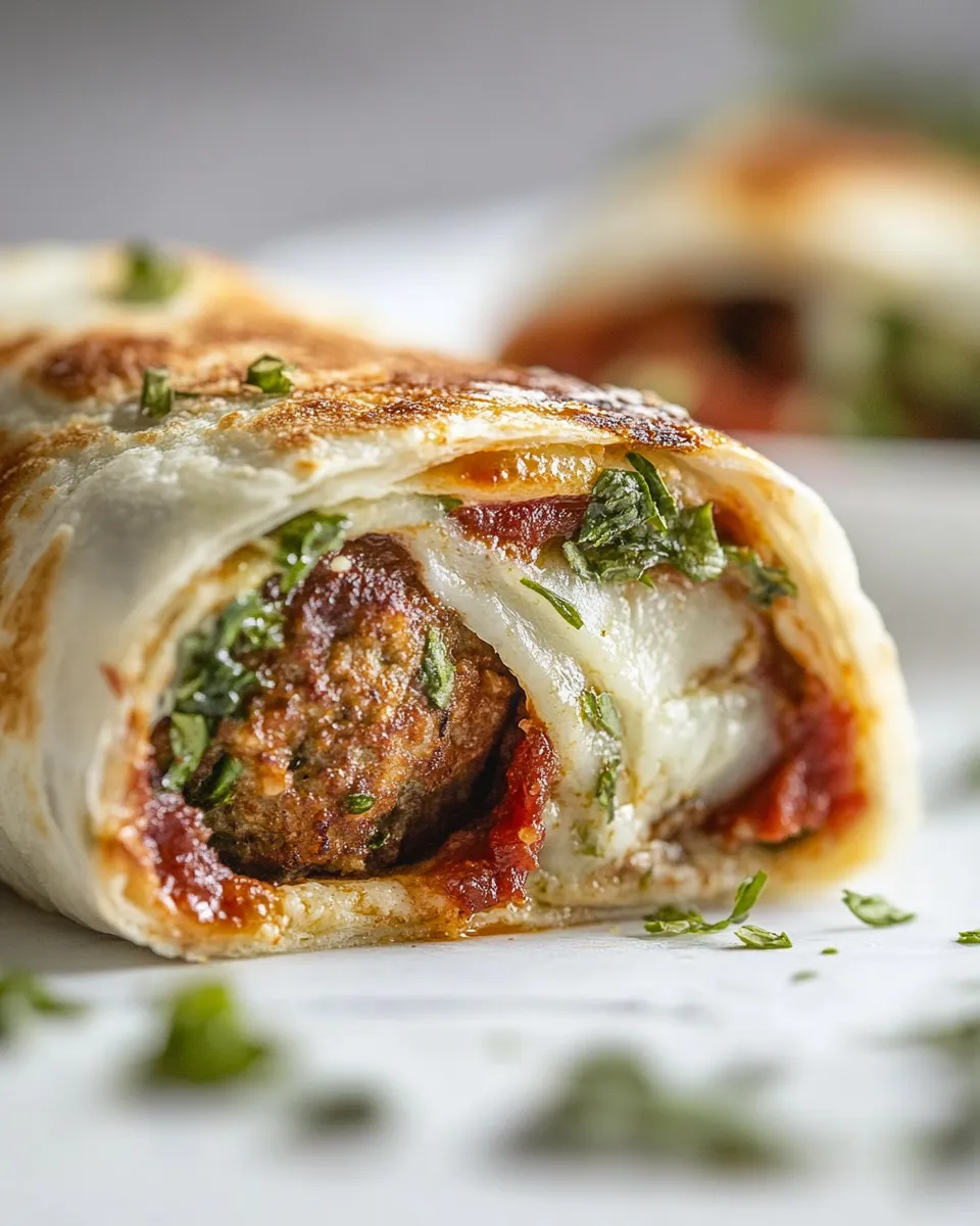 Tasty Melty Meatball Wraps. shot