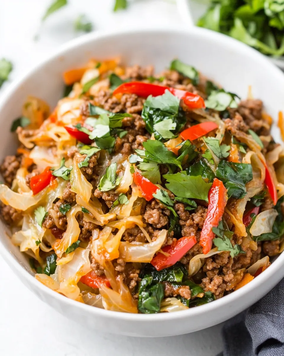 Homemade Mexican-Inspired Ground Beef and Cabbage Bowls photo