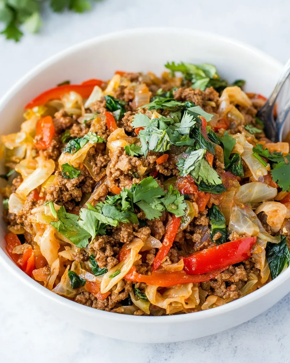 Delicious Mexican-Inspired Ground Beef and Cabbage Bowls image