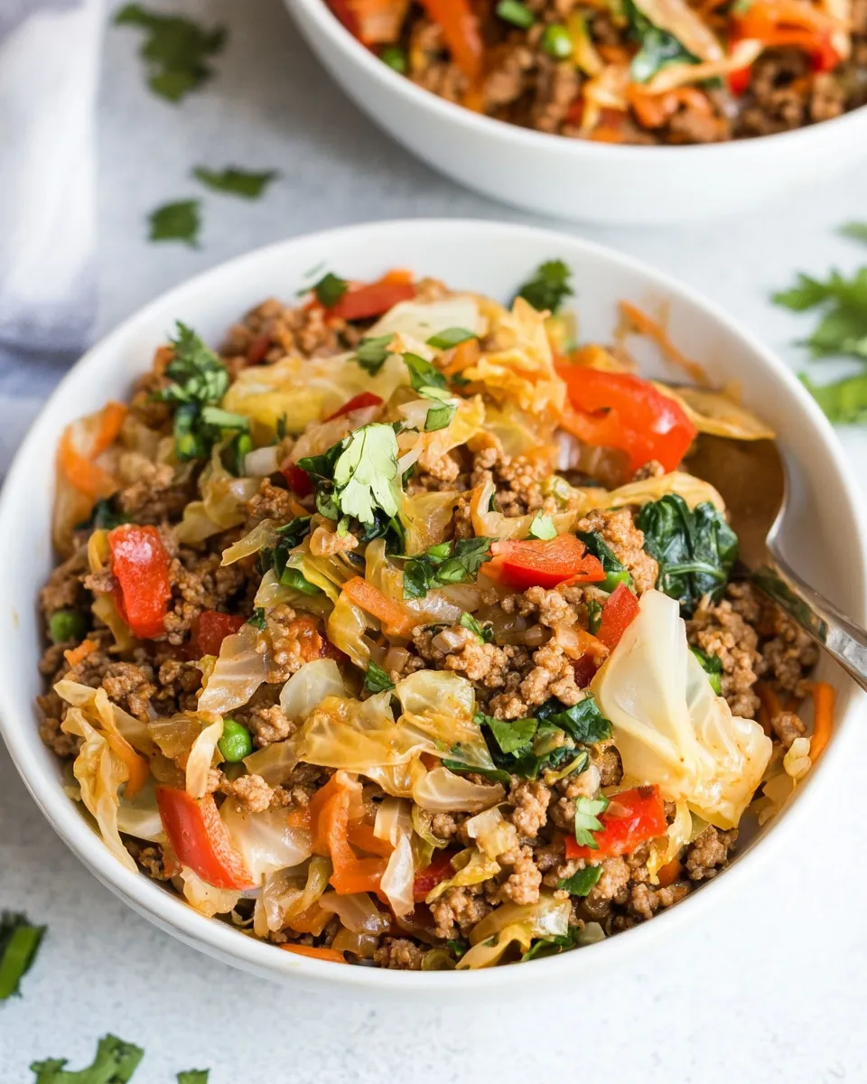 Quick Mexican-Inspired Ground Beef and Cabbage Bowls shot