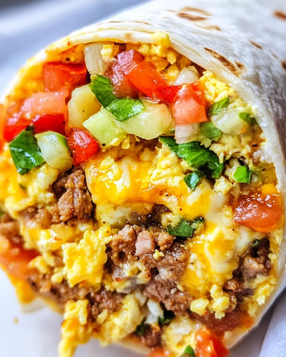 Delicious Mexican Taco Breakfast Burrito shot