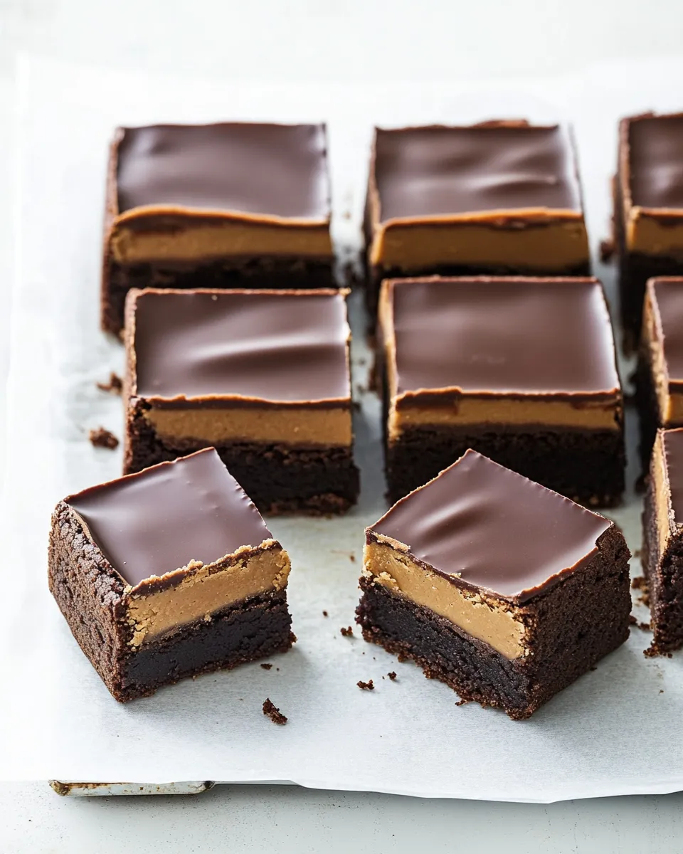 Easy Milk Chocolate & Peanut Butter Ganache Brownies recipe photo