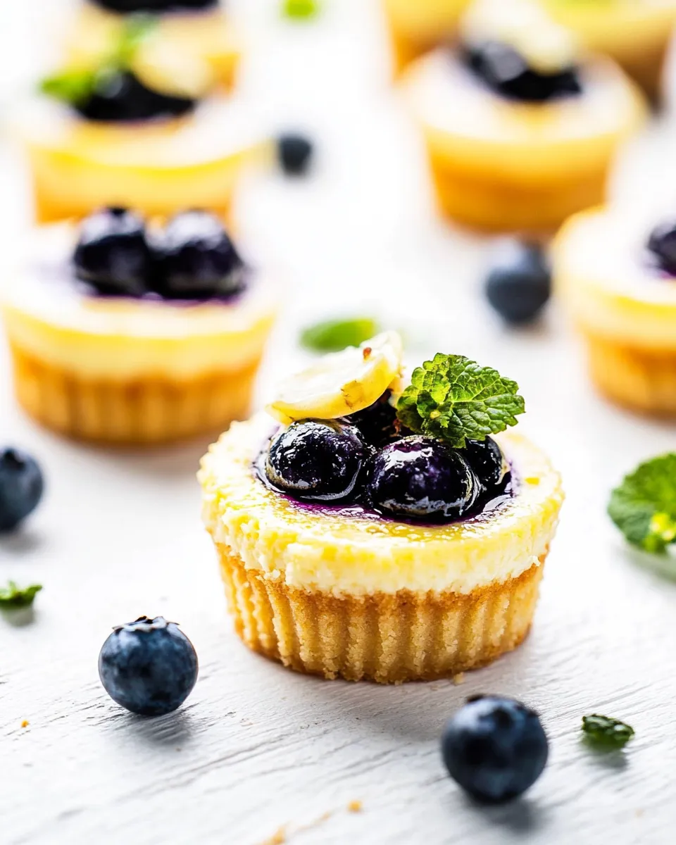Delicious Mini Blueberry Cheesecakes shot
