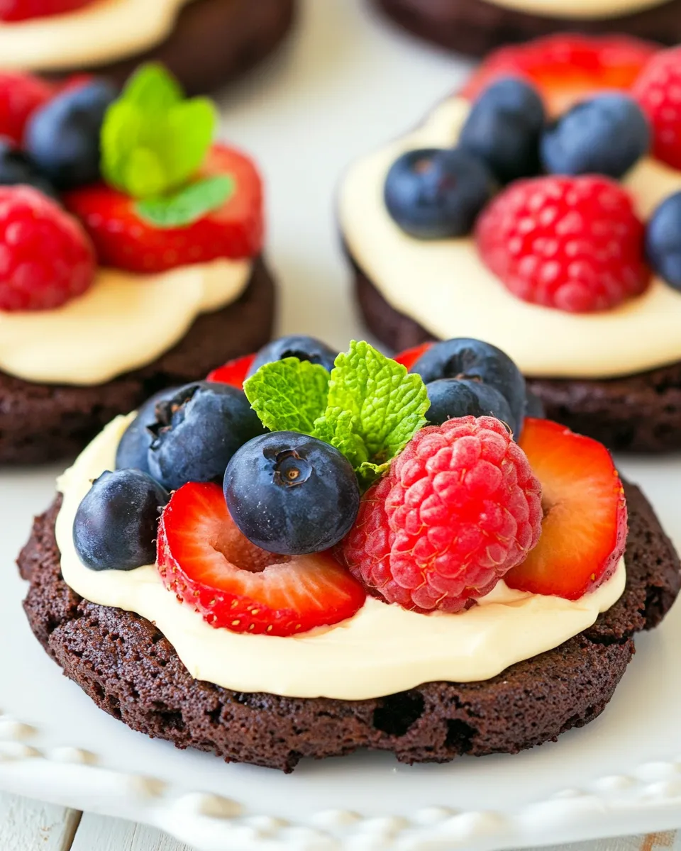 Classic Mini Brownie Fruit Pizzas with Cream Cheese Frosting image