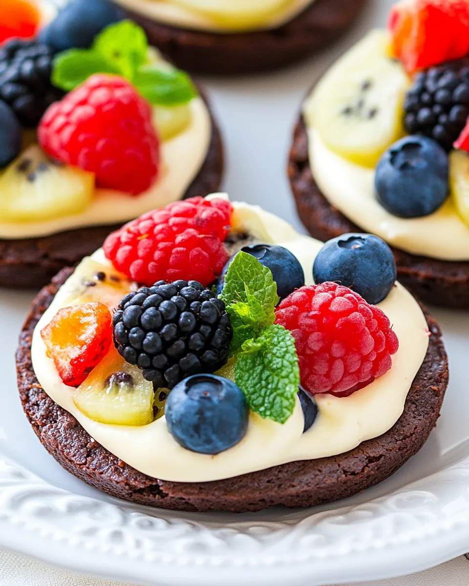 Easy Mini Brownie Fruit Pizzas with Cream Cheese Frosting recipe photo