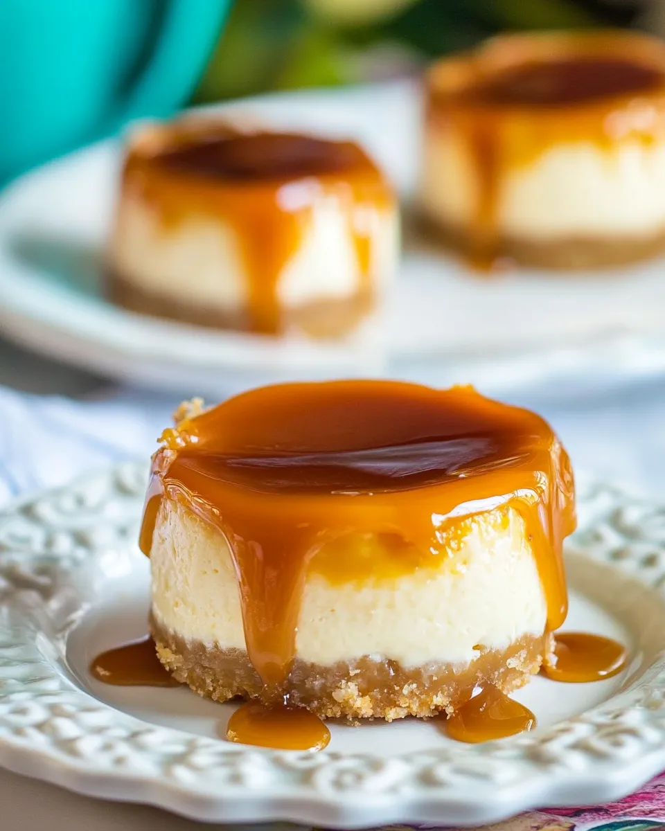 Delicious Mini Salted Caramel Cheesecakes shot