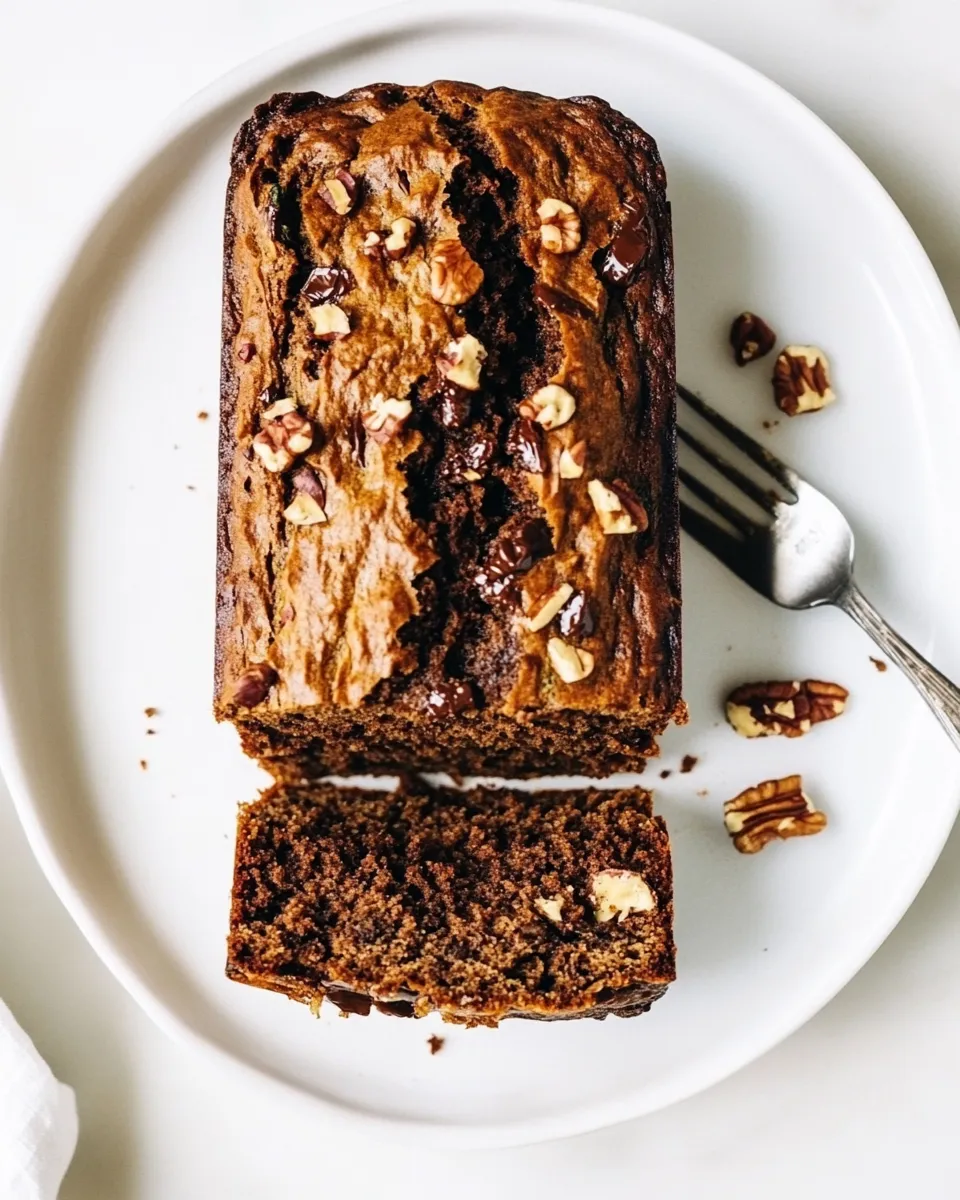 Classic Moist Vegan Zucchini Bread with Chocolate & Walnuts image
