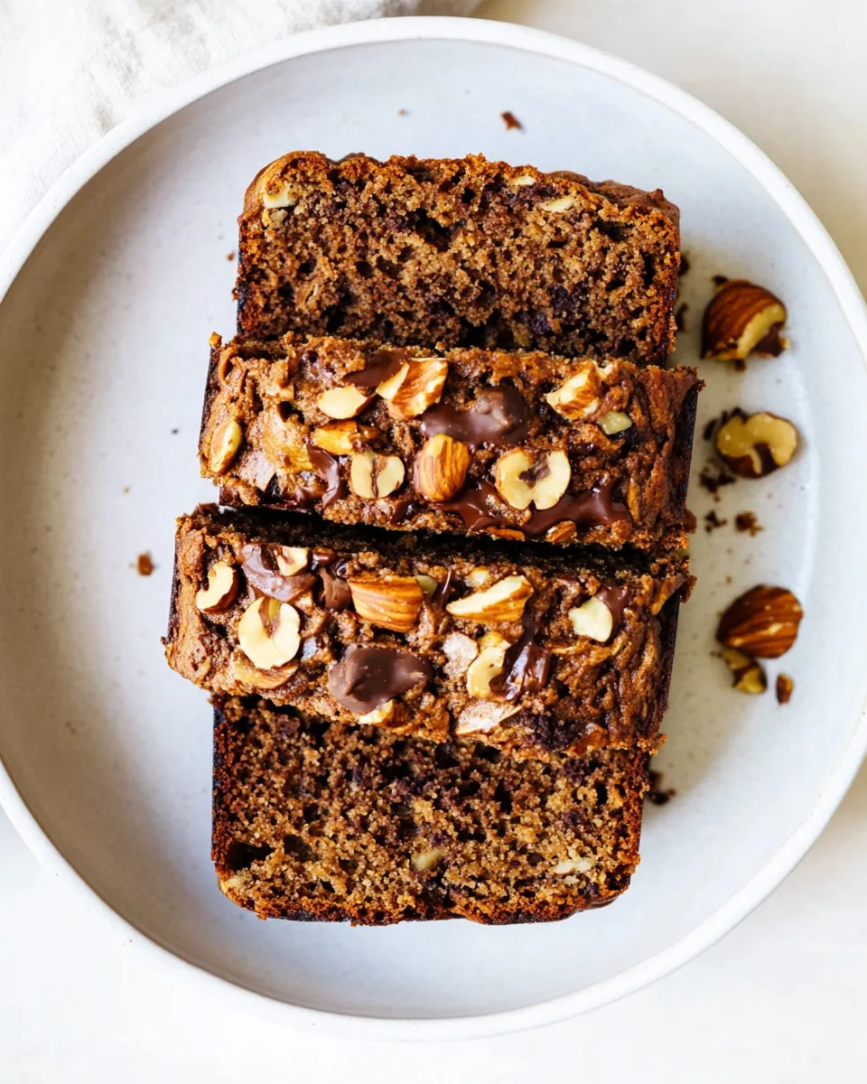 Easy Moist Vegan Zucchini Bread with Chocolate & Walnuts shot