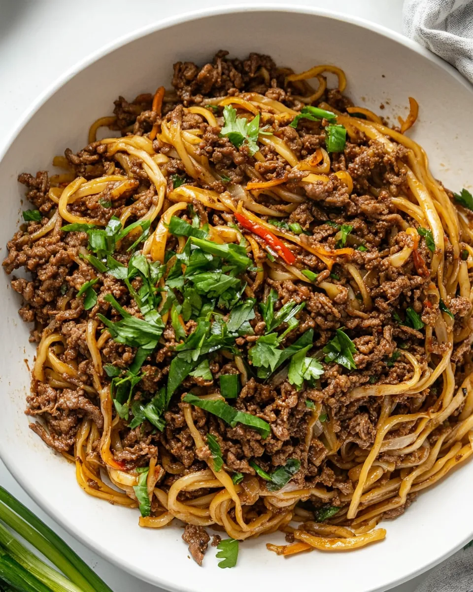 Easy Mongolian Ground Beef and Noodles photo