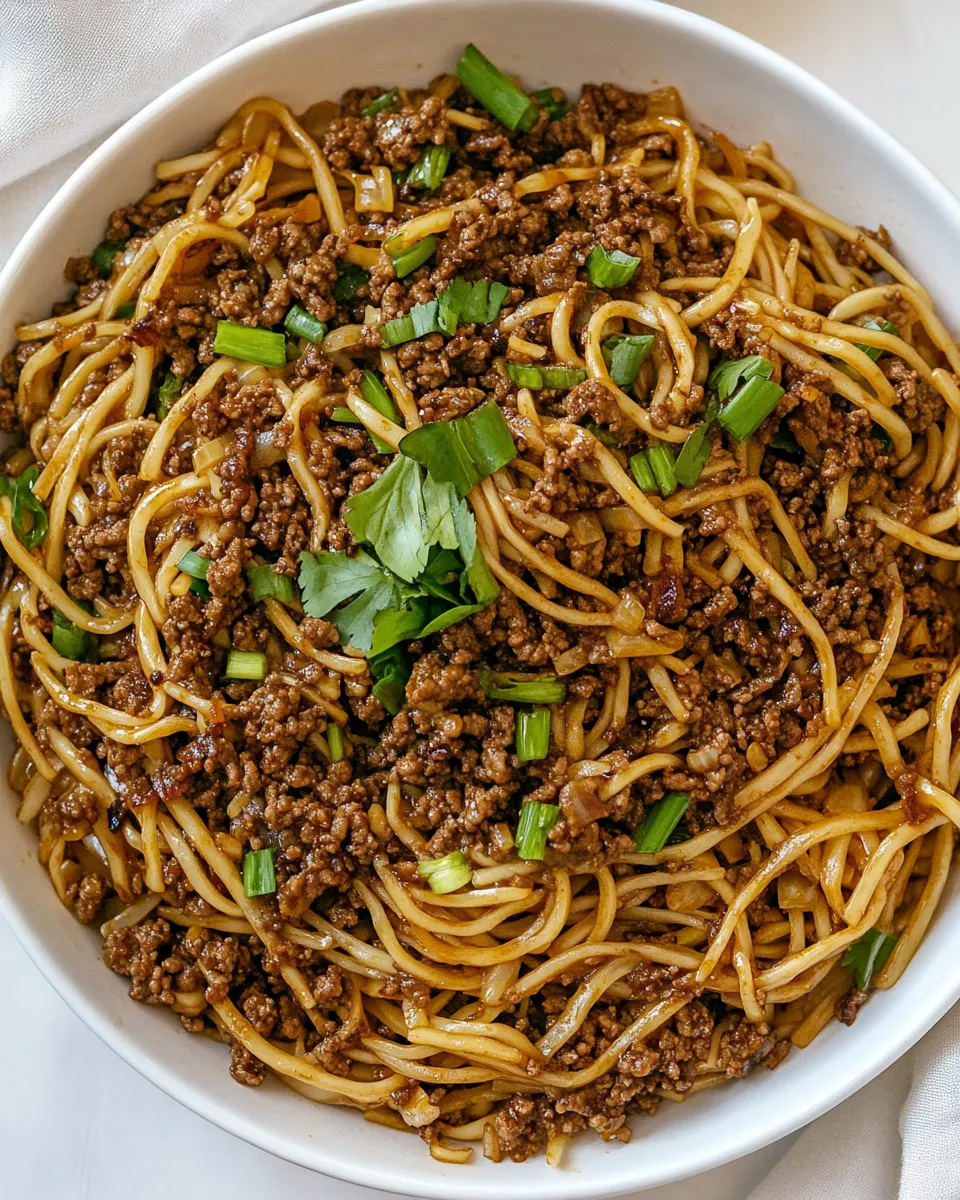 Delicious Mongolian Ground Beef and Noodles image