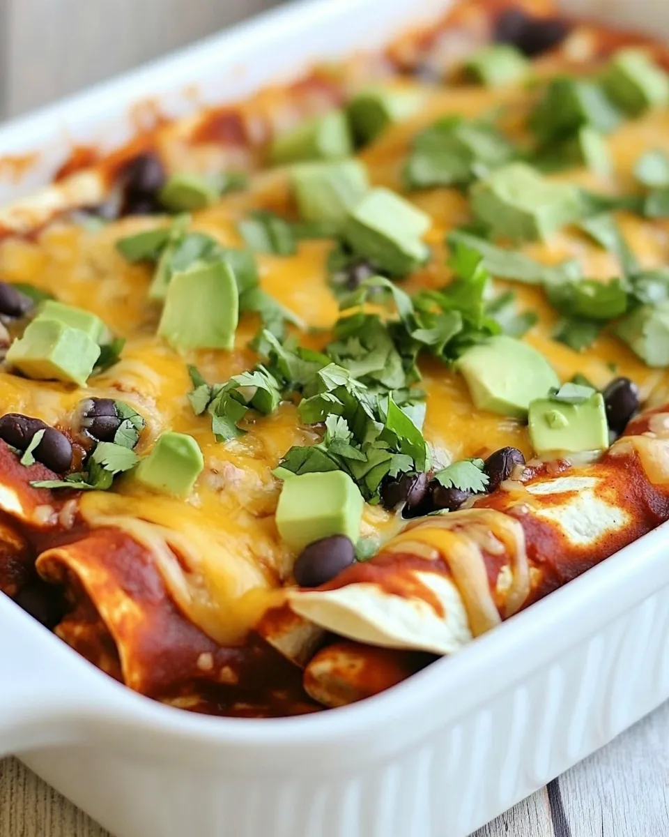 Savory Mushroom, Zucchini, and Black Bean Vegetarian Enchiladas shot