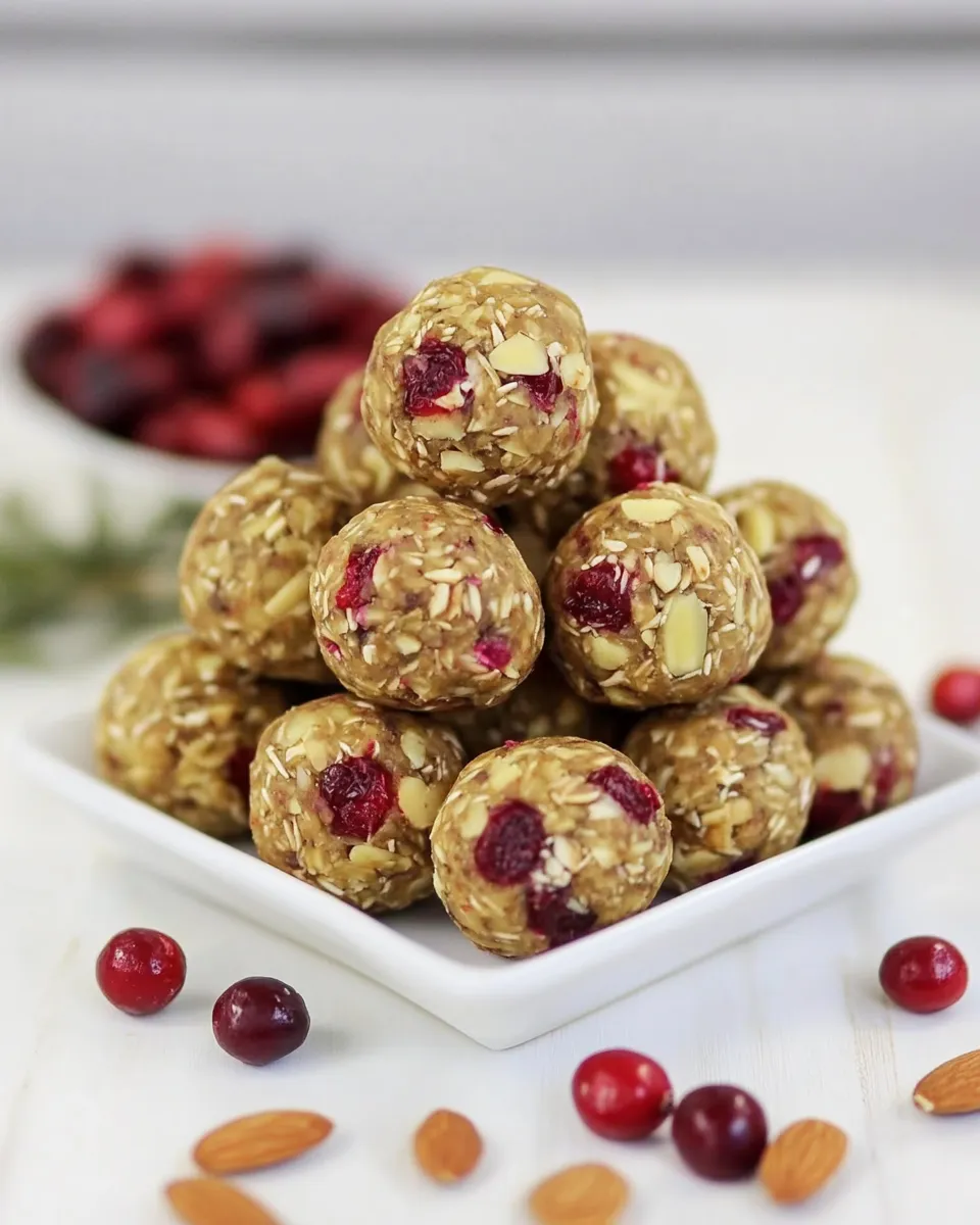 Healthy No-Bake Almond Cranberry Energy Balls shot