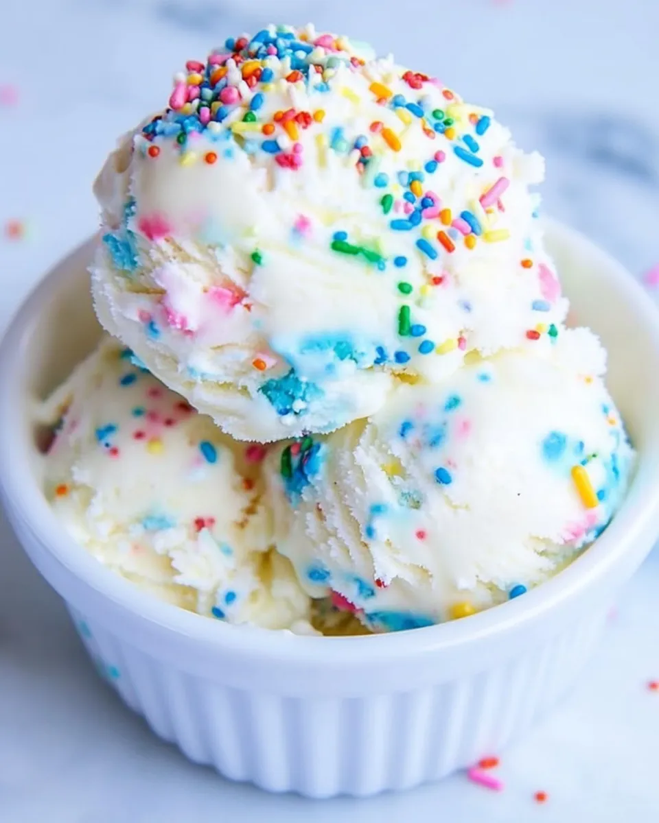 Classic No-Churn Birthday Cake Ice Cream shot