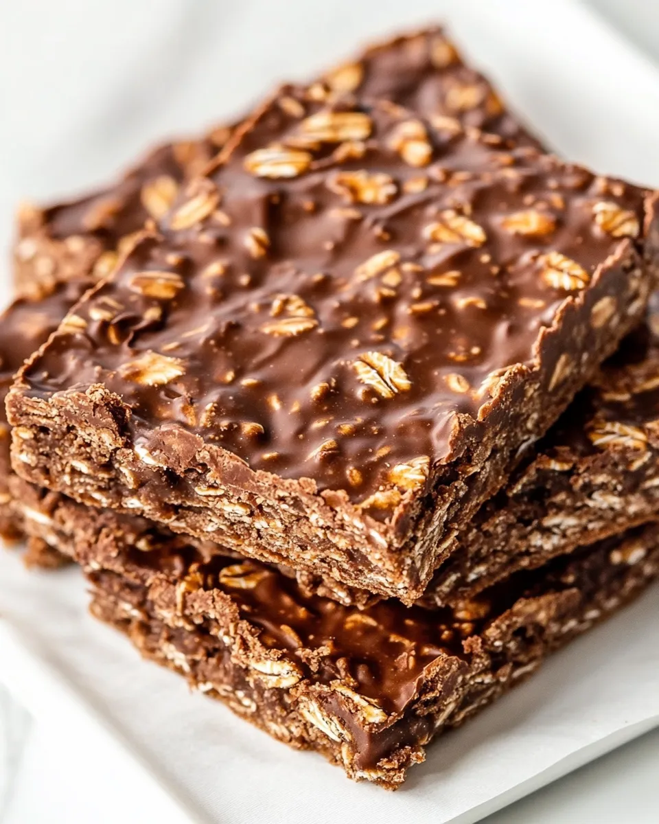 Easy No Bake Chocolate Oatmeal Cookie Bars photo