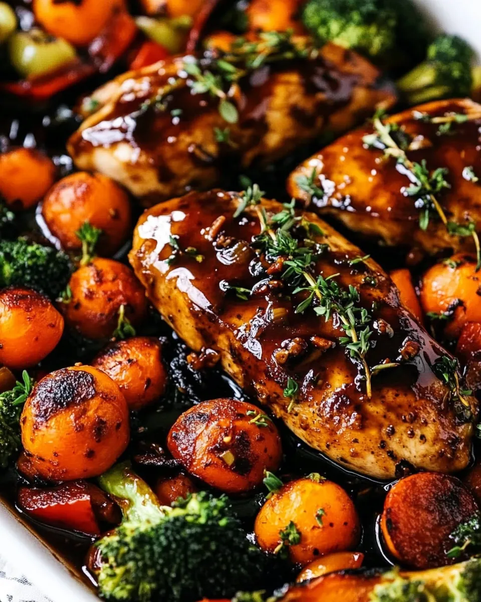 Healthy ONE PAN Balsamic Chicken and Veggies image