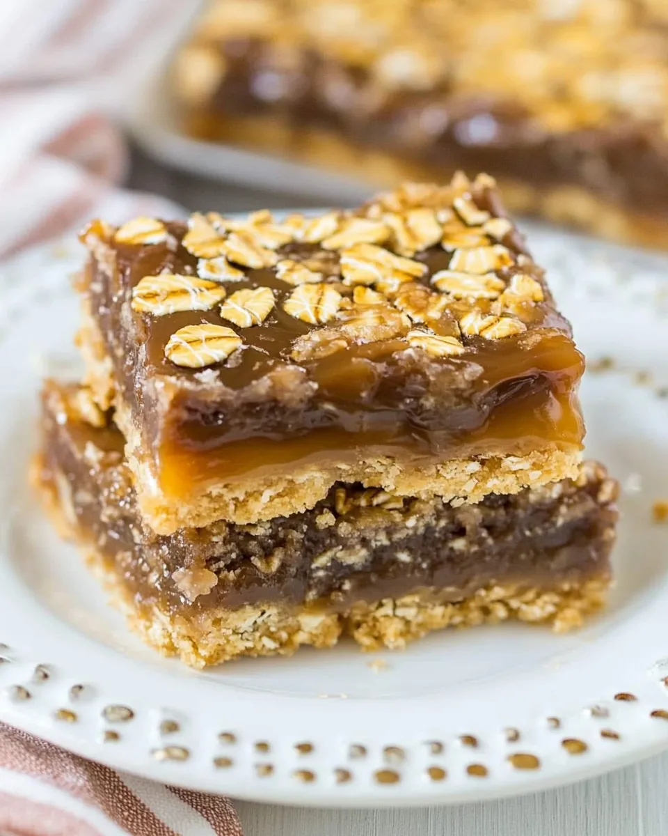 Classic Oatmeal Caramel Bars Recipe dish photo